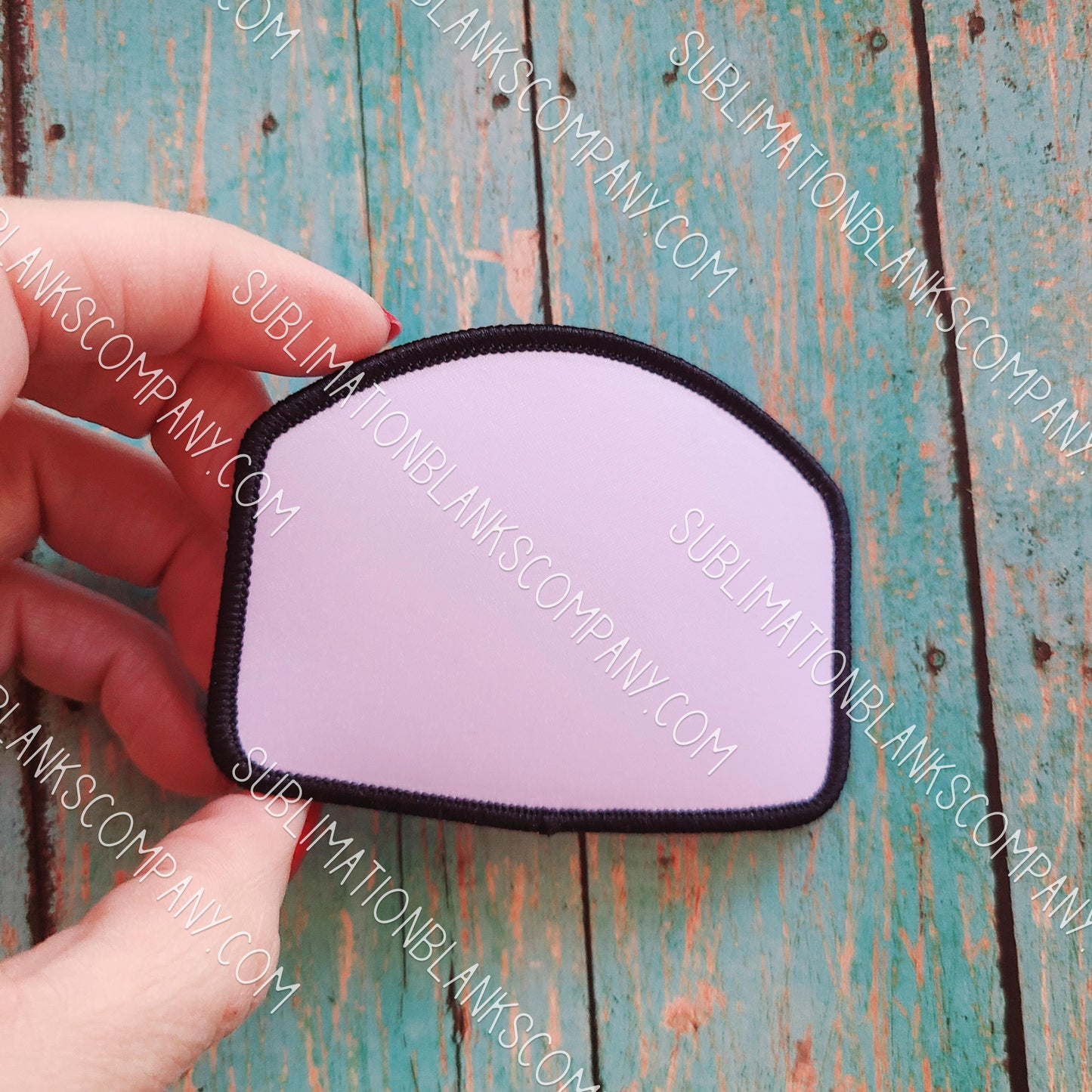 Rounded Top Rectangle Hat Patch Sublimation Blank with Black Trim
