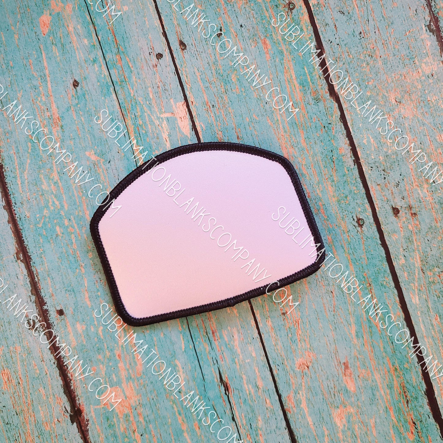 Rounded Top Rectangle Hat Patch Sublimation Blank with Black Trim