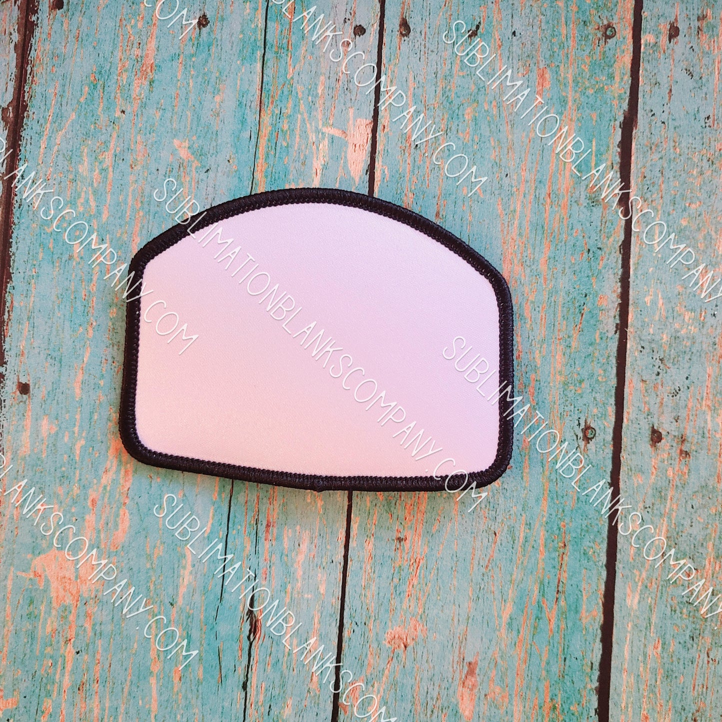 Rounded Top Rectangle Hat Patch Sublimation Blank with Black Trim