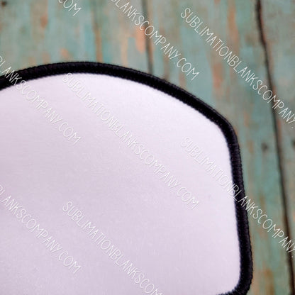 Rounded Top Rectangle Hat Patch Sublimation Blank with Black Trim
