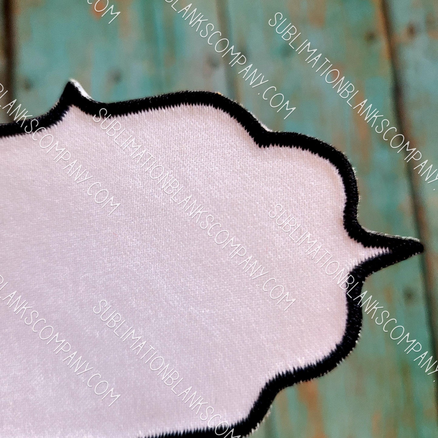 Squiggle Quote Hat Patch Sublimation Blank with Black Trim