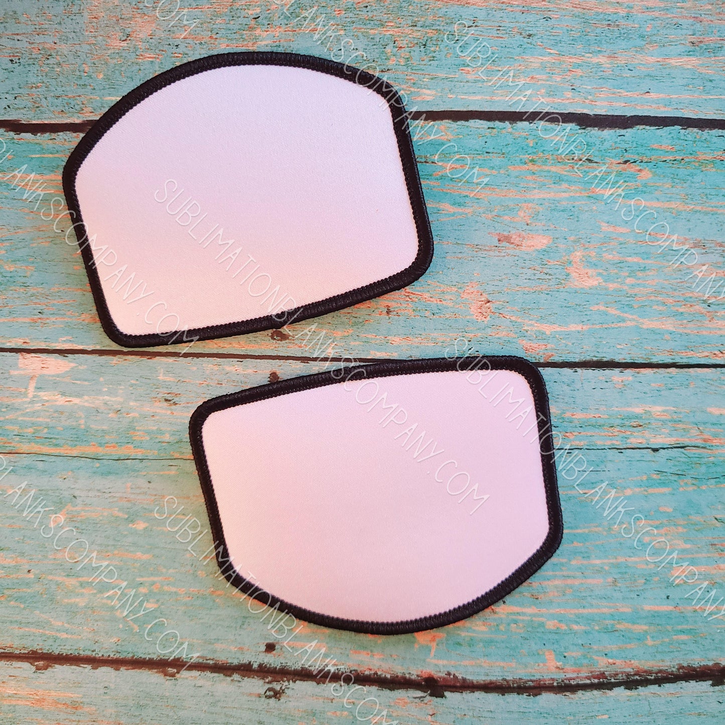 Rounded Top Rectangle Hat Patch Sublimation Blank with Black Trim