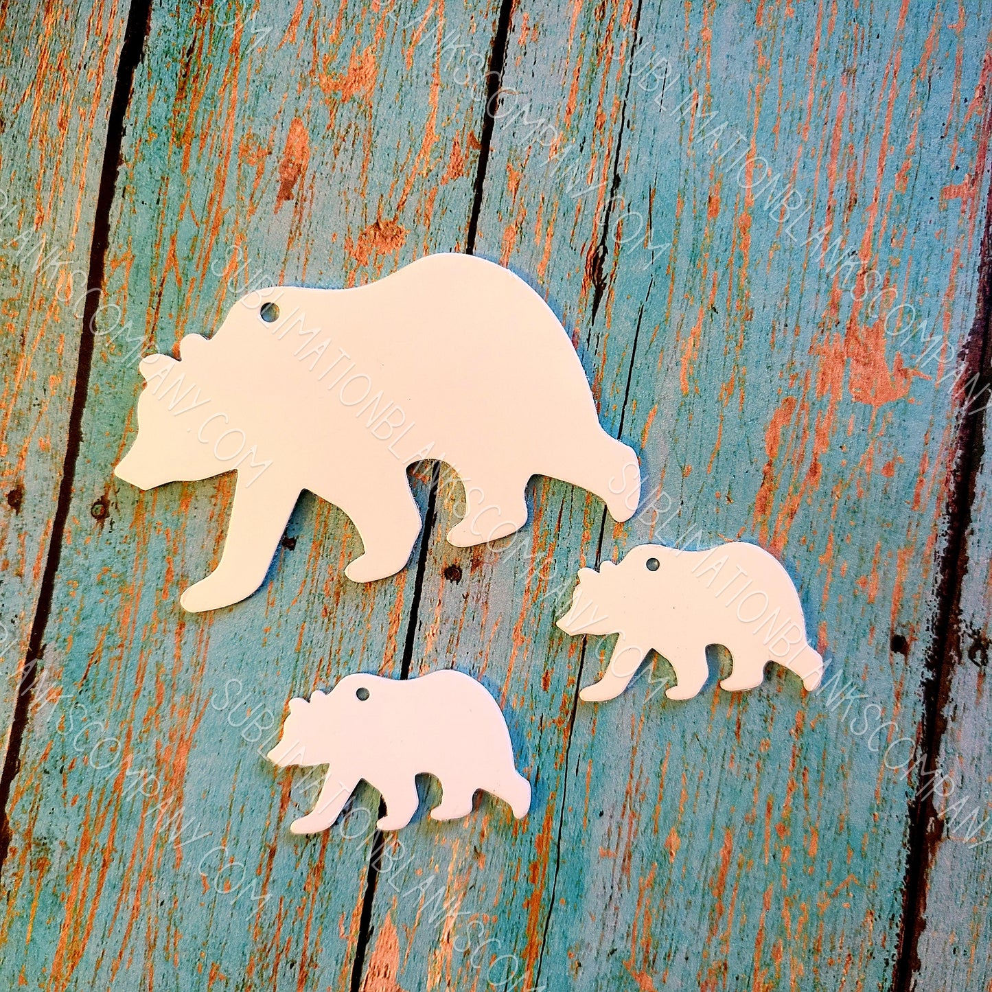 Mama Bear with Tassel and Baby Bear Aluminum Keychain with Key Ring Sublimation Blank. Laserable!
