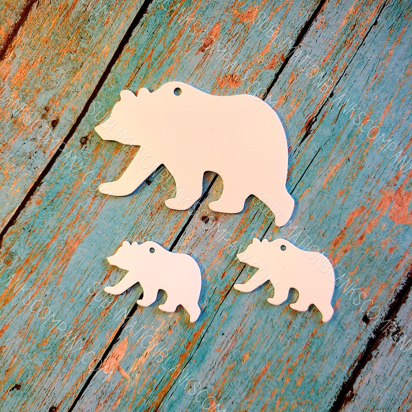 Mama Bear with Tassel and Baby Bear Aluminum Keychain with Key Ring Sublimation Blank. Laserable!