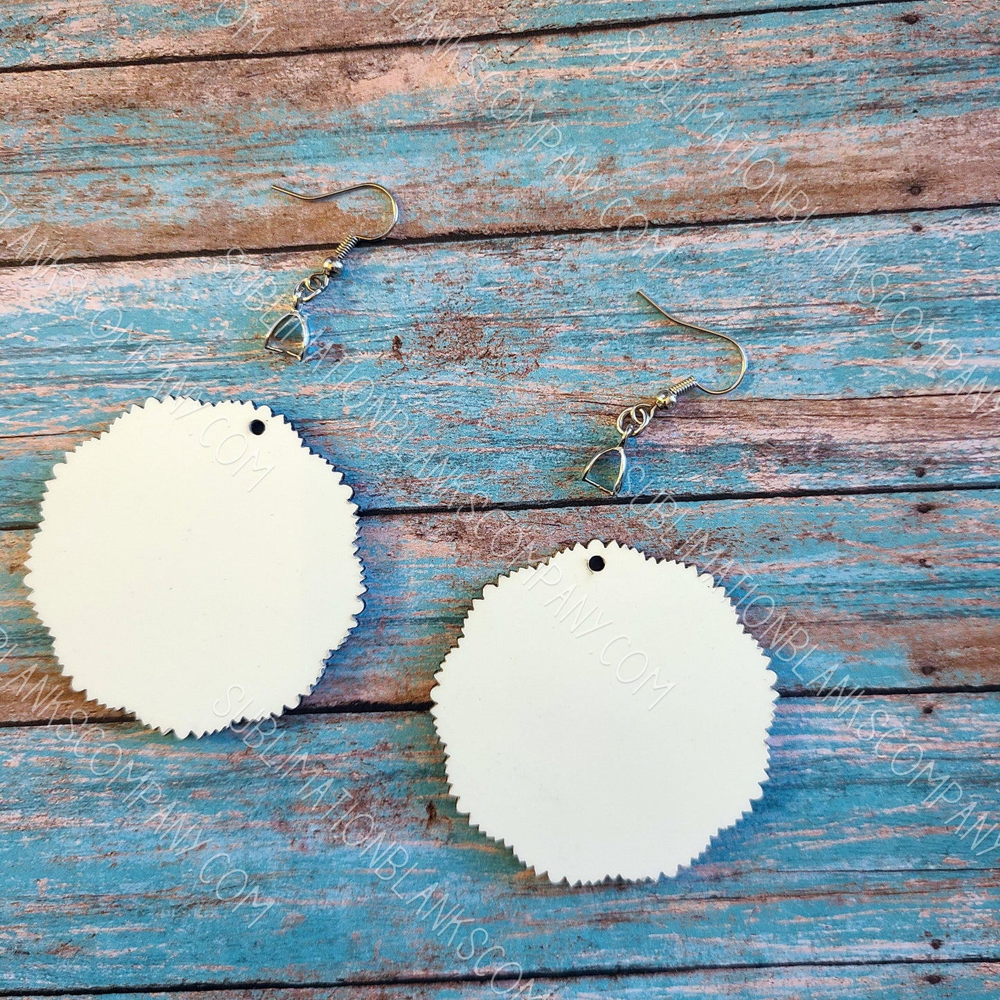 Frilly Edge Round Earrings Sublimation Blank (2 pcs) + Hanging Hardware. Laserable!