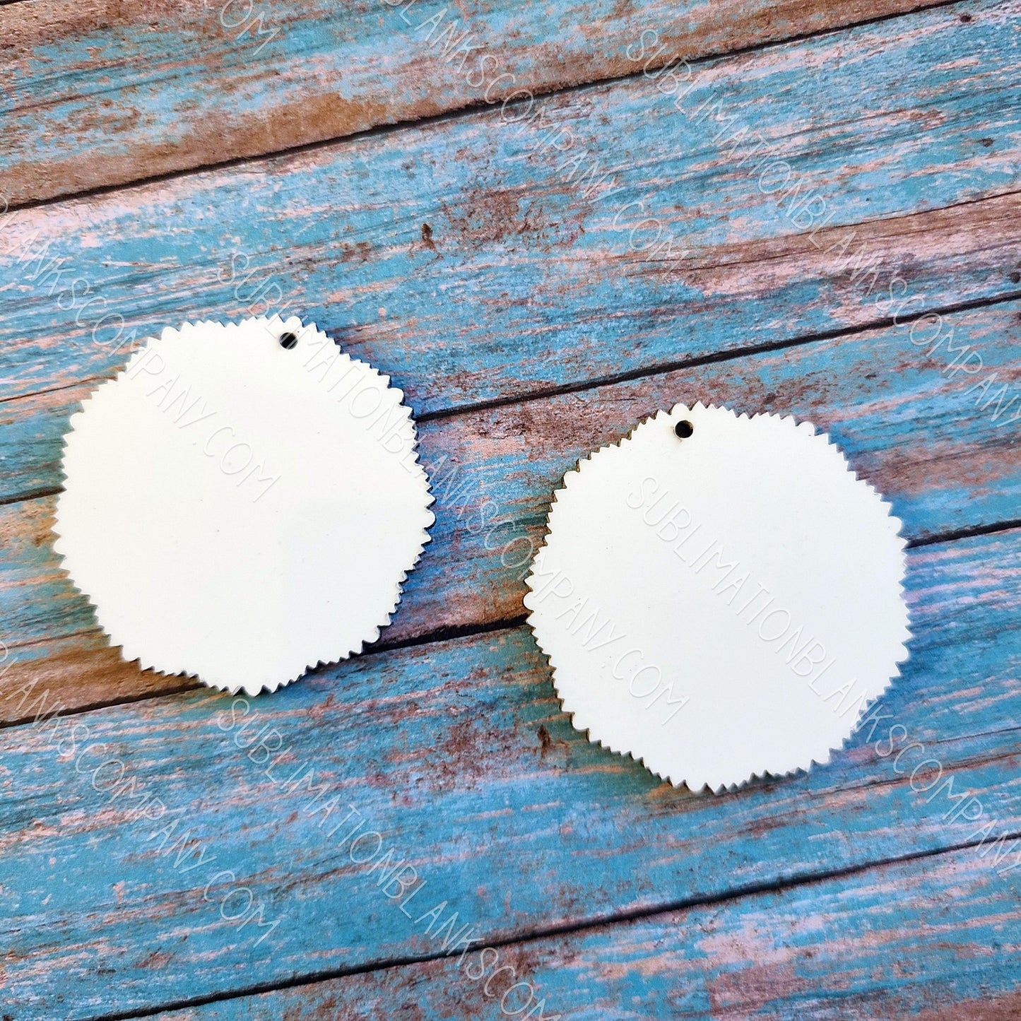 Frilly Edge Round Earrings Sublimation Blank (2 pcs) + Hanging Hardware. Laserable!