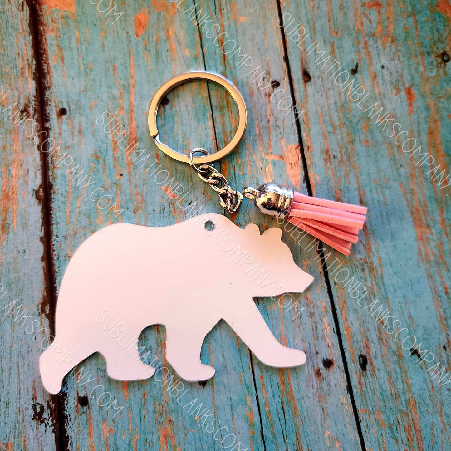 Mama Bear with Tassel and Baby Bear Aluminum Keychain with Key Ring Sublimation Blank. Laserable!