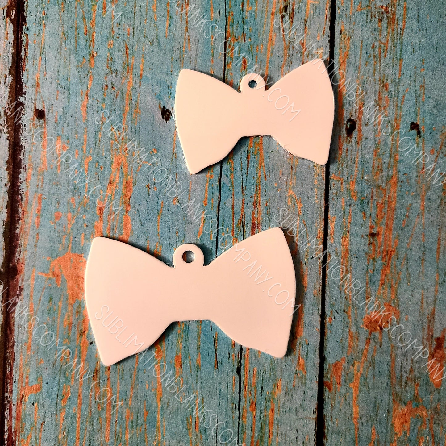 2-Sided Bowtie Pet ID Sublimation/Laserable Aluminum Metal Blank with Ring