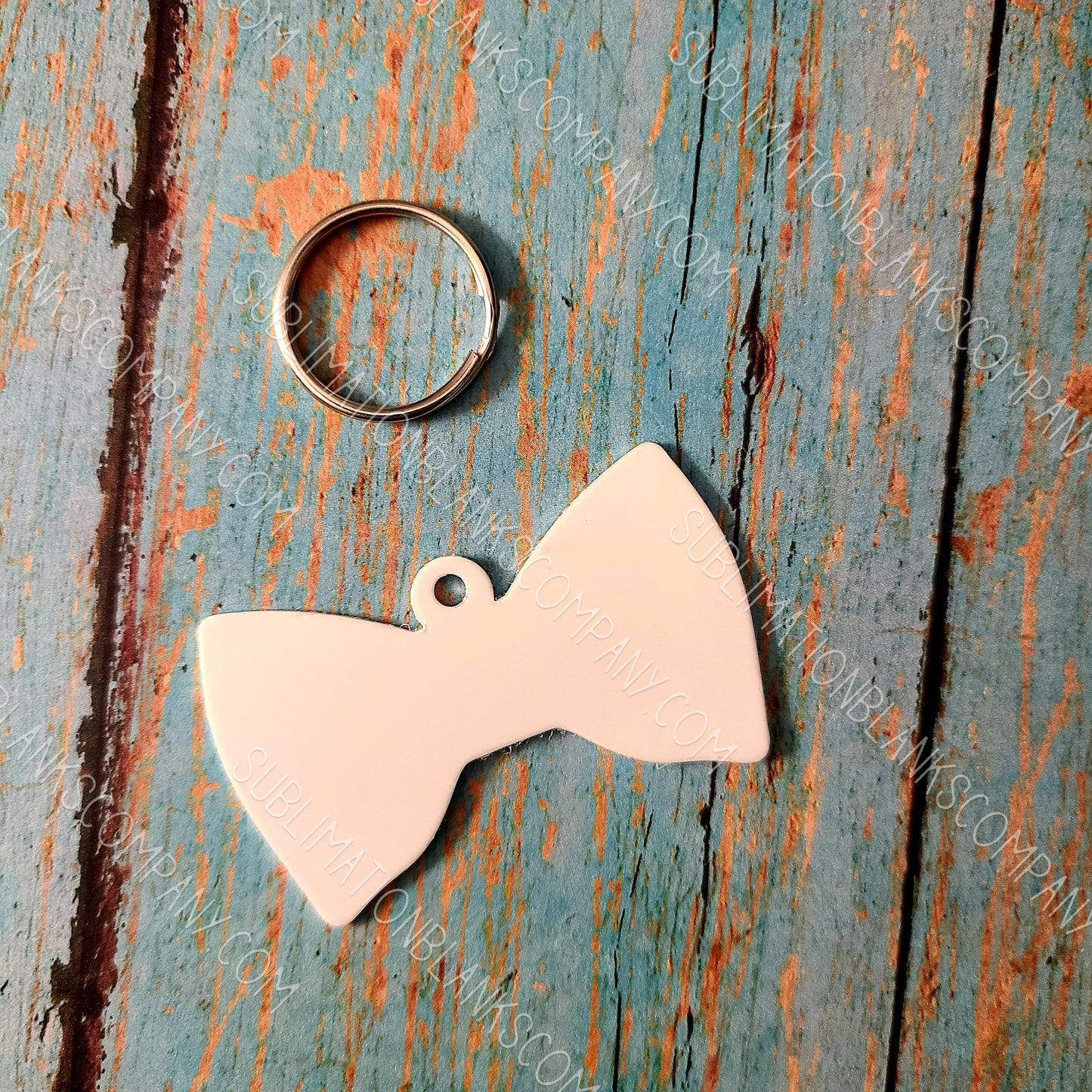 2-Sided Bowtie Pet ID Sublimation/Laserable Aluminum Metal Blank with Ring