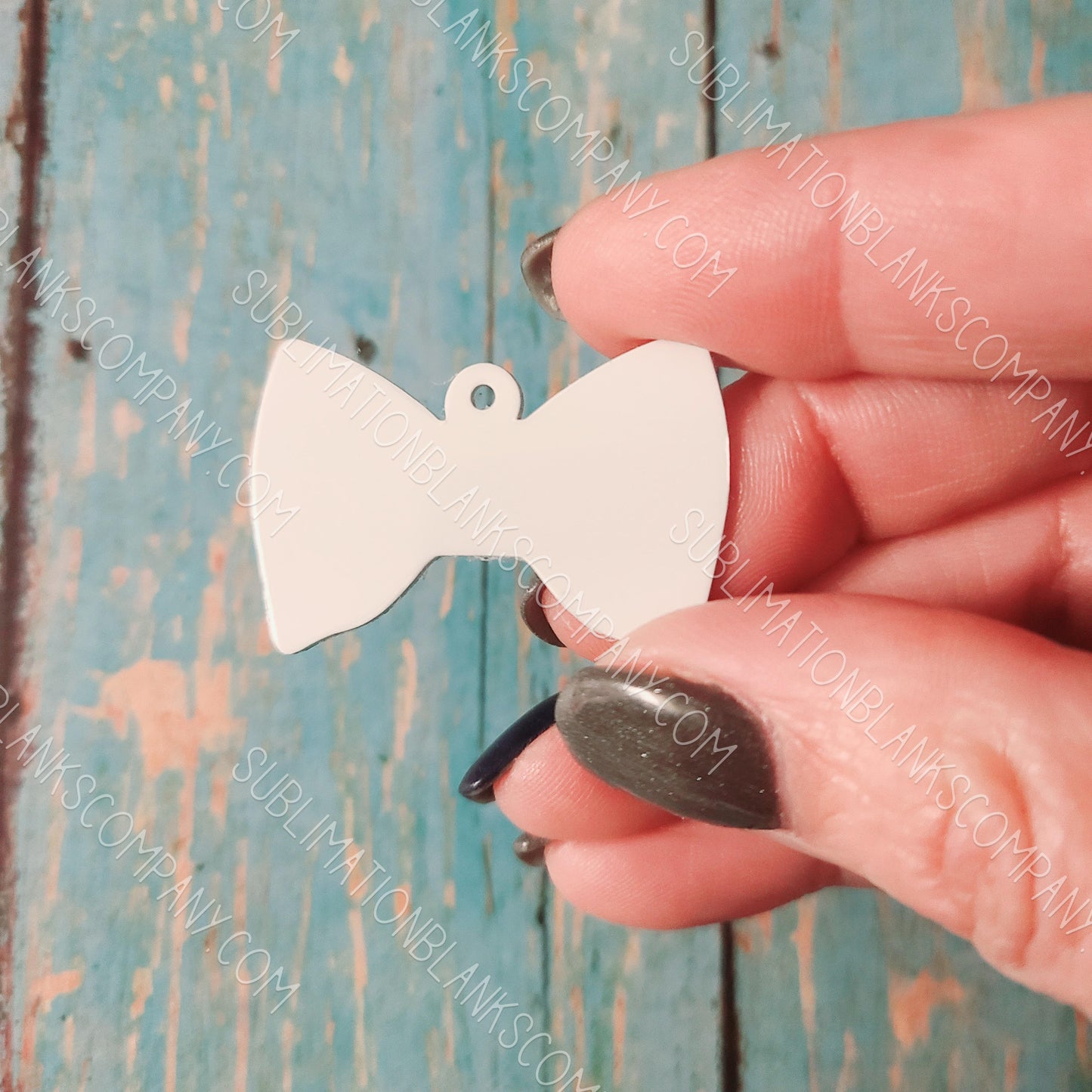 2-Sided Bowtie Pet ID Sublimation/Laserable Aluminum Metal Blank with Ring