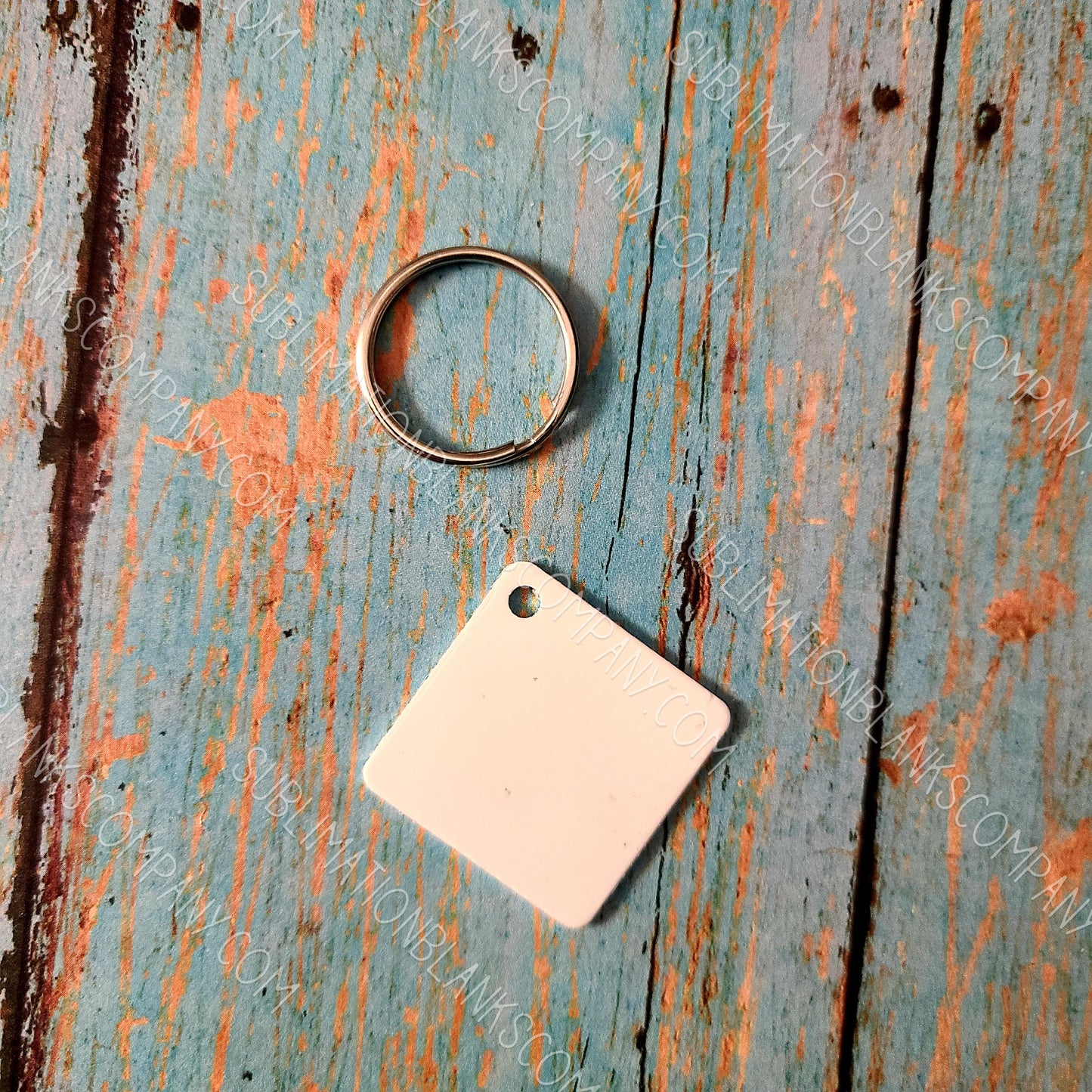 2-Sided Diamond Square Pet ID Sublimation/Laserable Aluminum Metal Blank with Ring