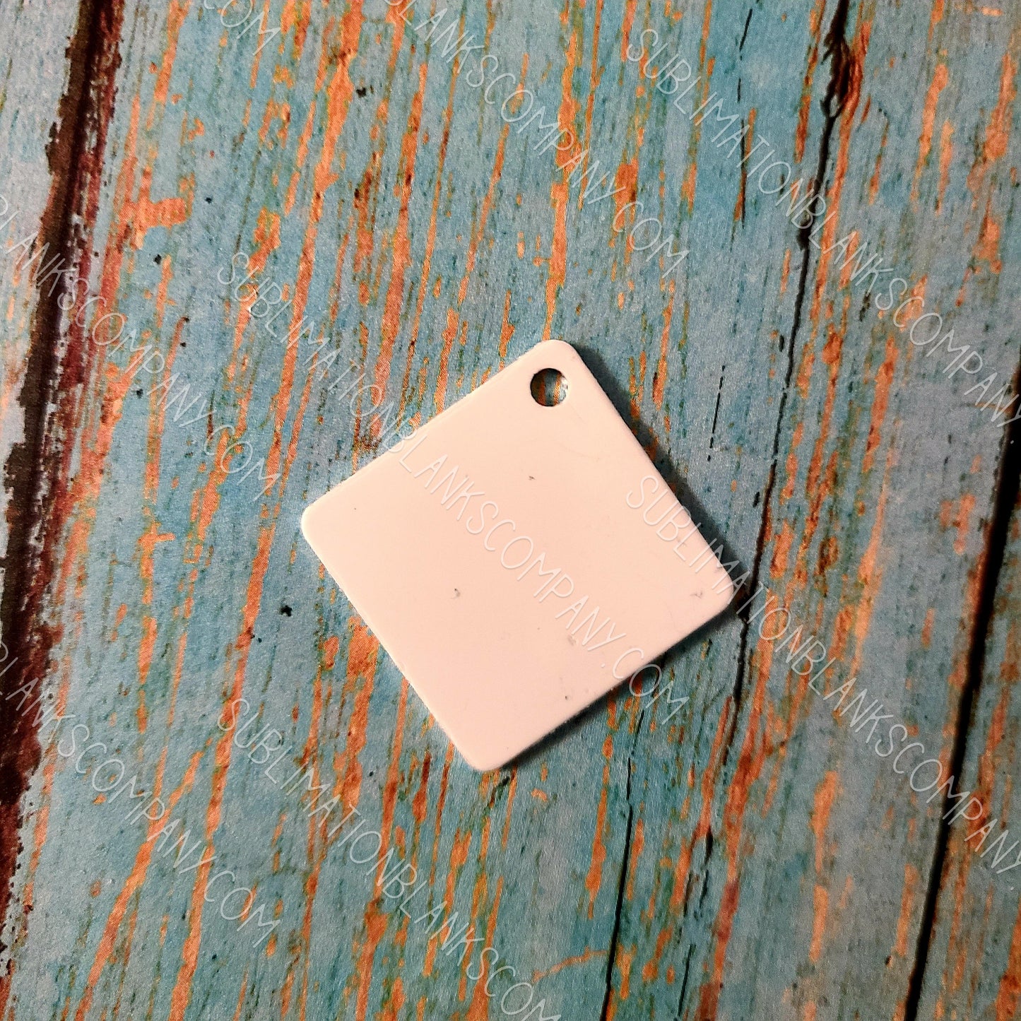 2-Sided Diamond Square Pet ID Sublimation/Laserable Aluminum Metal Blank with Ring
