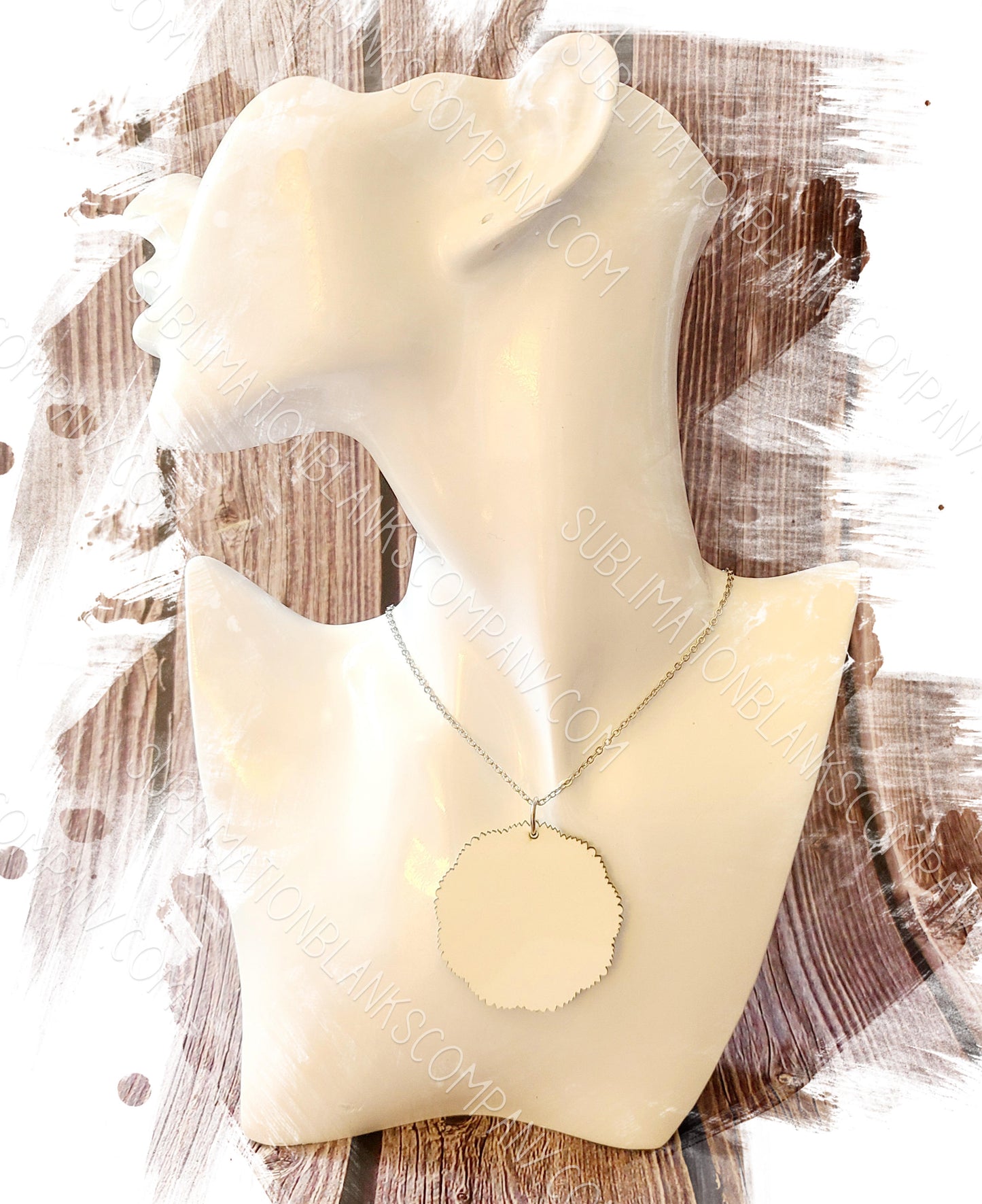 Pair of Frilly Edge Round Necklace Pendant Sublimation Blanks (2 pcs)