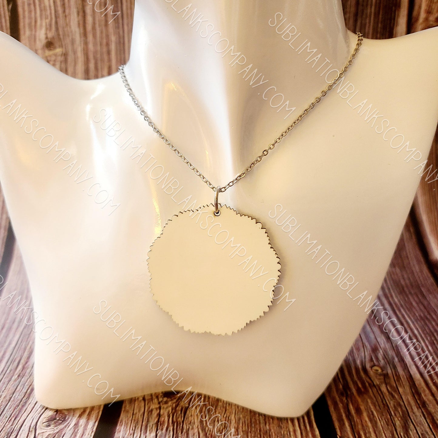 Pair of Frilly Edge Round Necklace Pendant Sublimation Blanks (2 pcs)