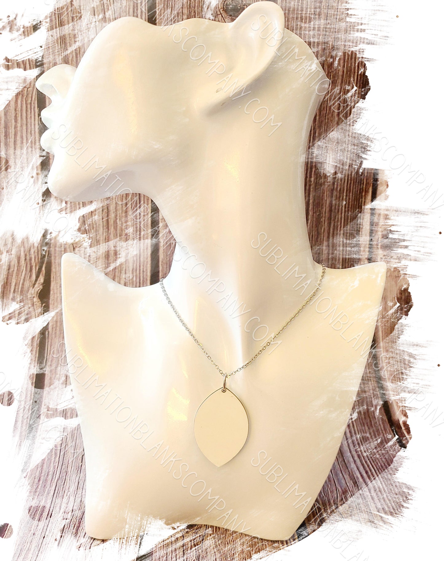 Pair of Leaf Shape 2-Sided MDF Sublimation Necklace Pendant