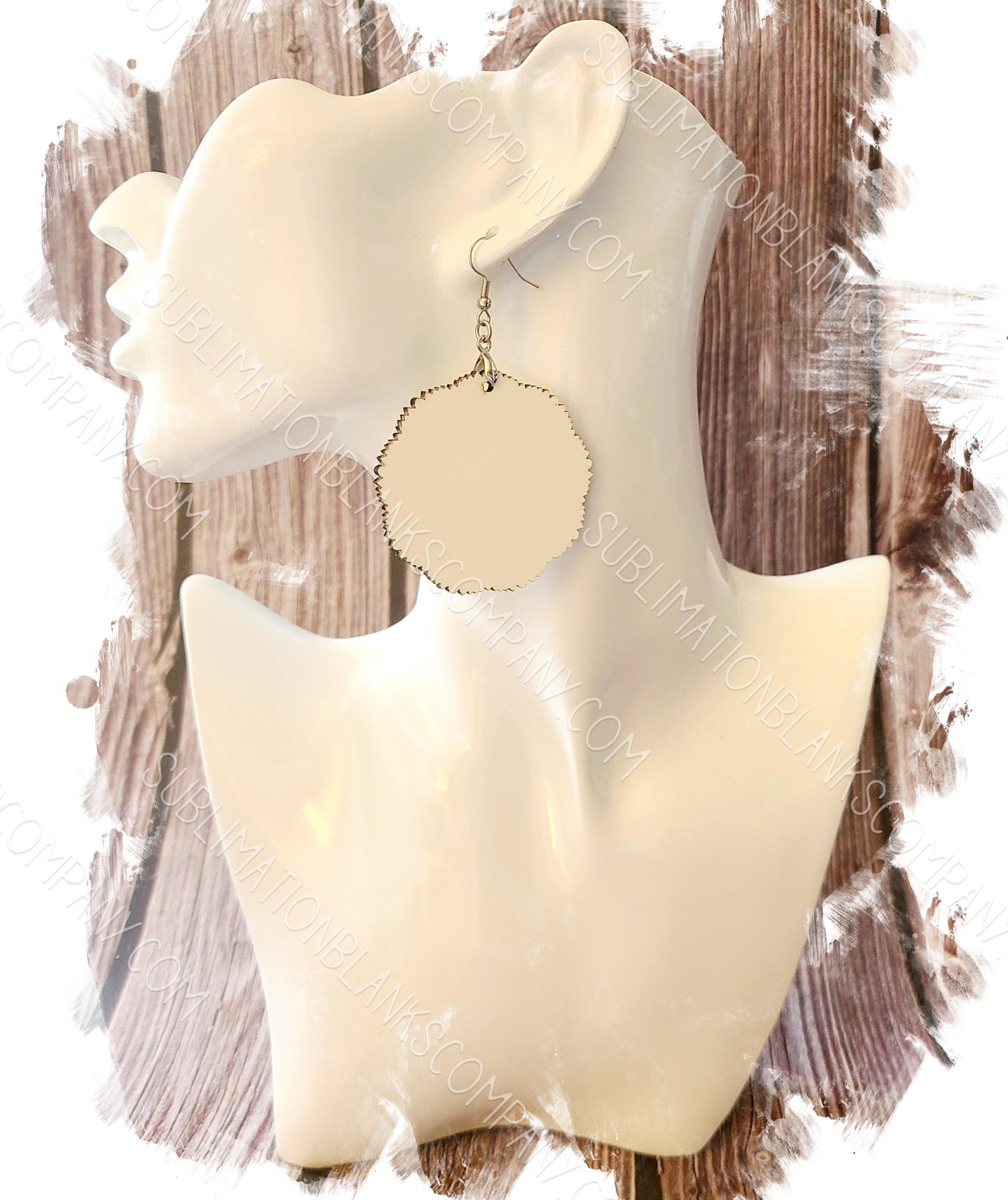 Frilly Edge Round Earrings Sublimation Blank (2 pcs) + Hanging Hardware. Laserable!