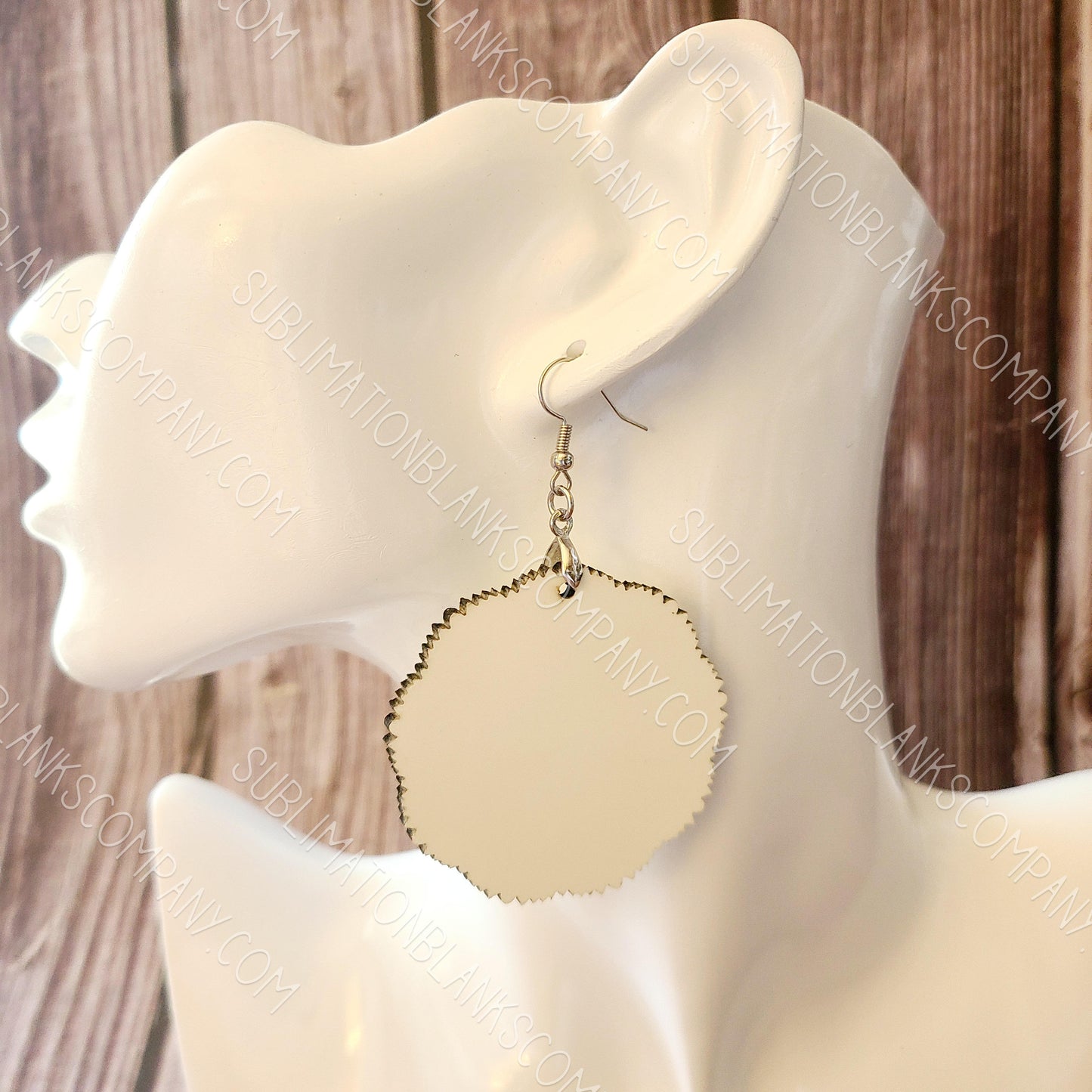 Frilly Edge Round Earrings Sublimation Blank (2 pcs) + Hanging Hardware. Laserable!