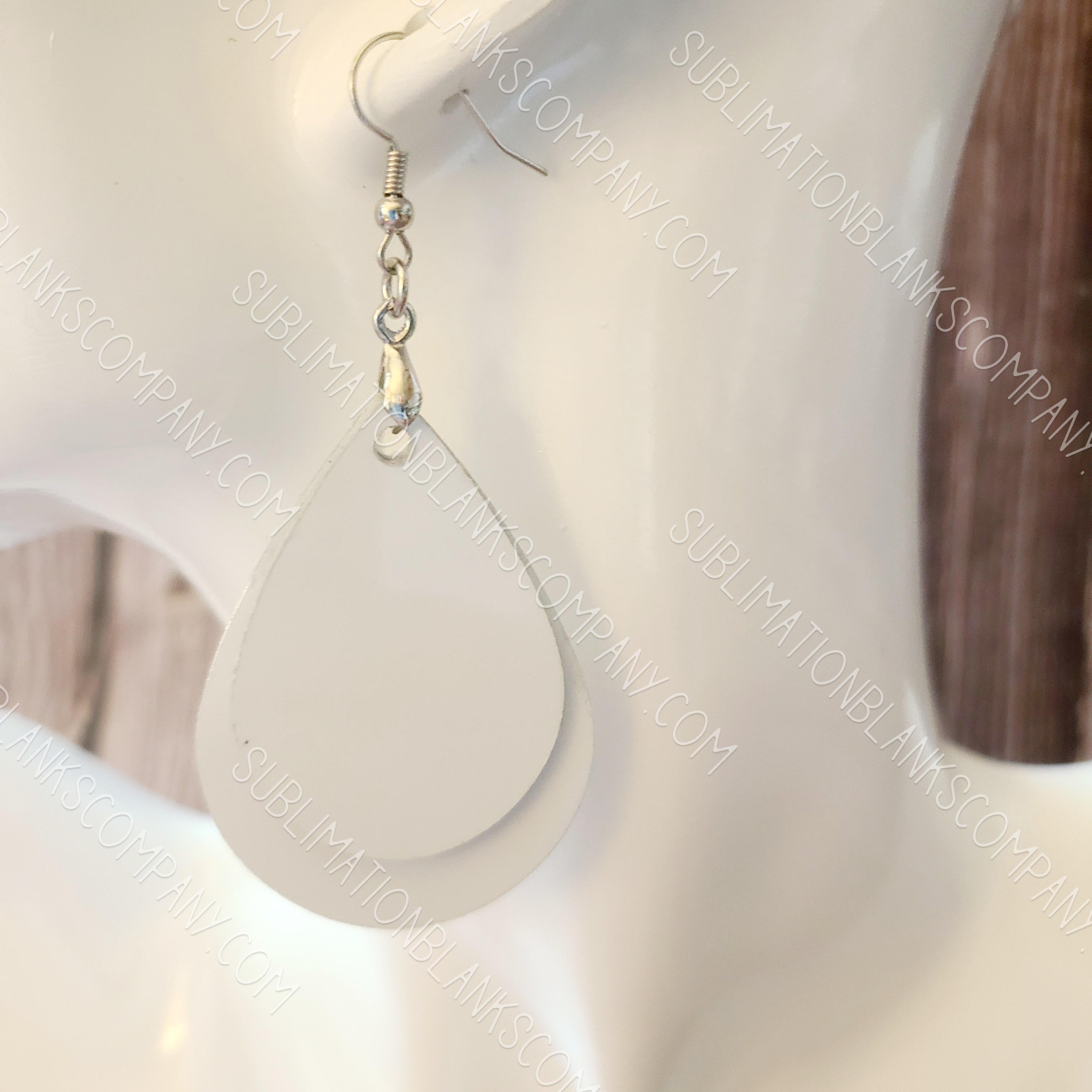 Pair of Large 2-sided MDF Teardrop Necklace Pendant Sublimation Blanks