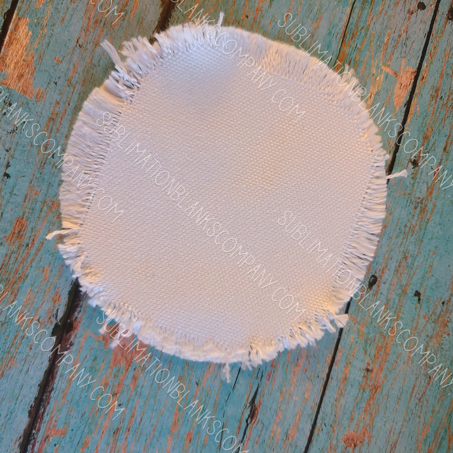 Round Distressed Burlap Hat Patch Sublimation Blank with Glue Paper. Raggy