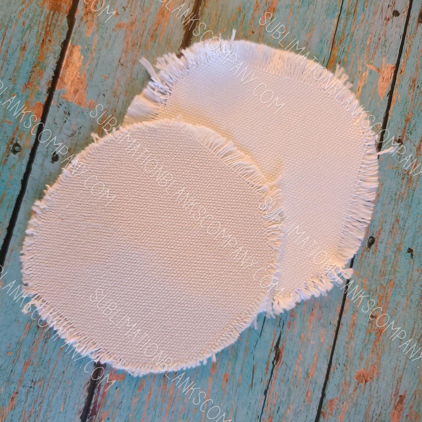 Round Distressed Burlap Hat Patch Sublimation Blank with Glue Paper. Raggy