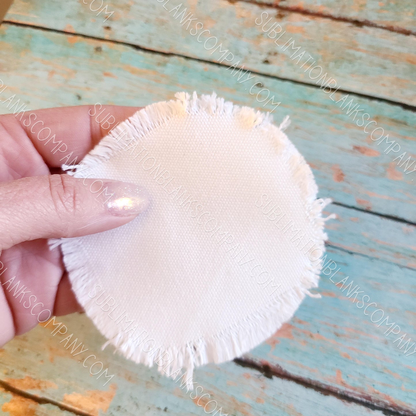 Round Distressed Burlap Hat Patch Sublimation Blank with Glue Paper. Raggy