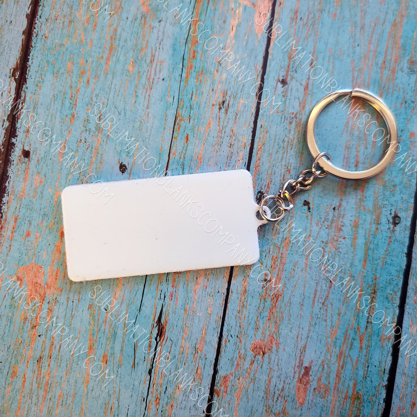 2-Sided License Plate Rectangle Aluminum Key Chain Sublimation Blank. Laserable!