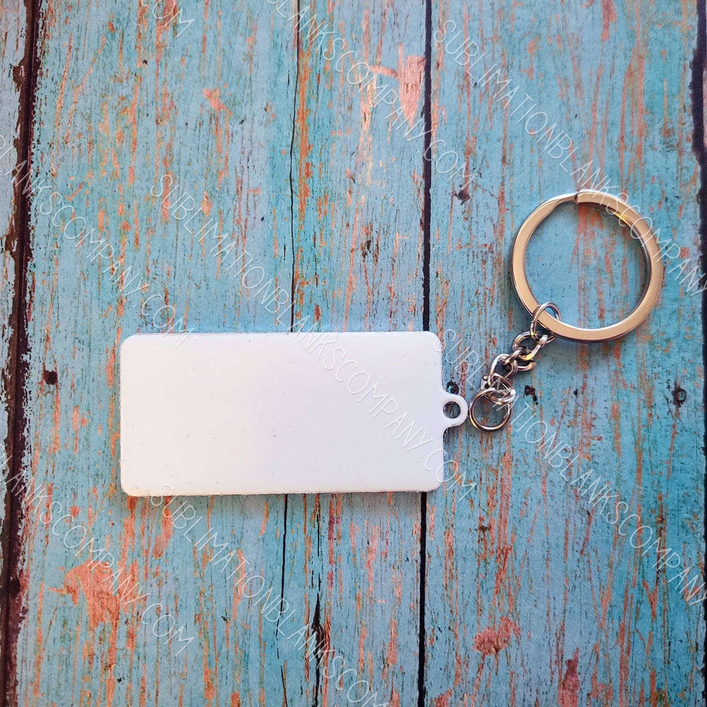 2-Sided License Plate Rectangle Aluminum Key Chain Sublimation Blank. Laserable!