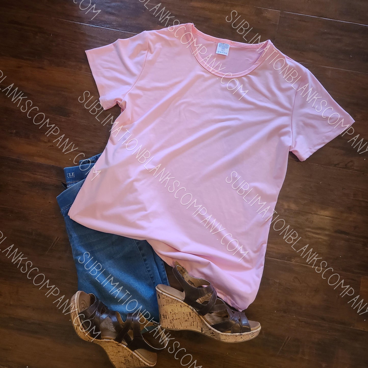 Ladies Short Sleeve T-Shirt Sublimation Blank! White/Pink/Grey