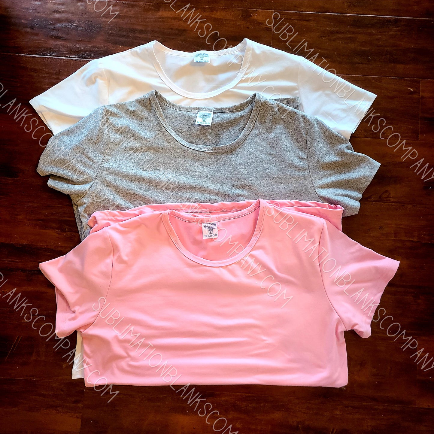 Ladies Short Sleeve T-Shirt Sublimation Blank! White/Pink/Grey