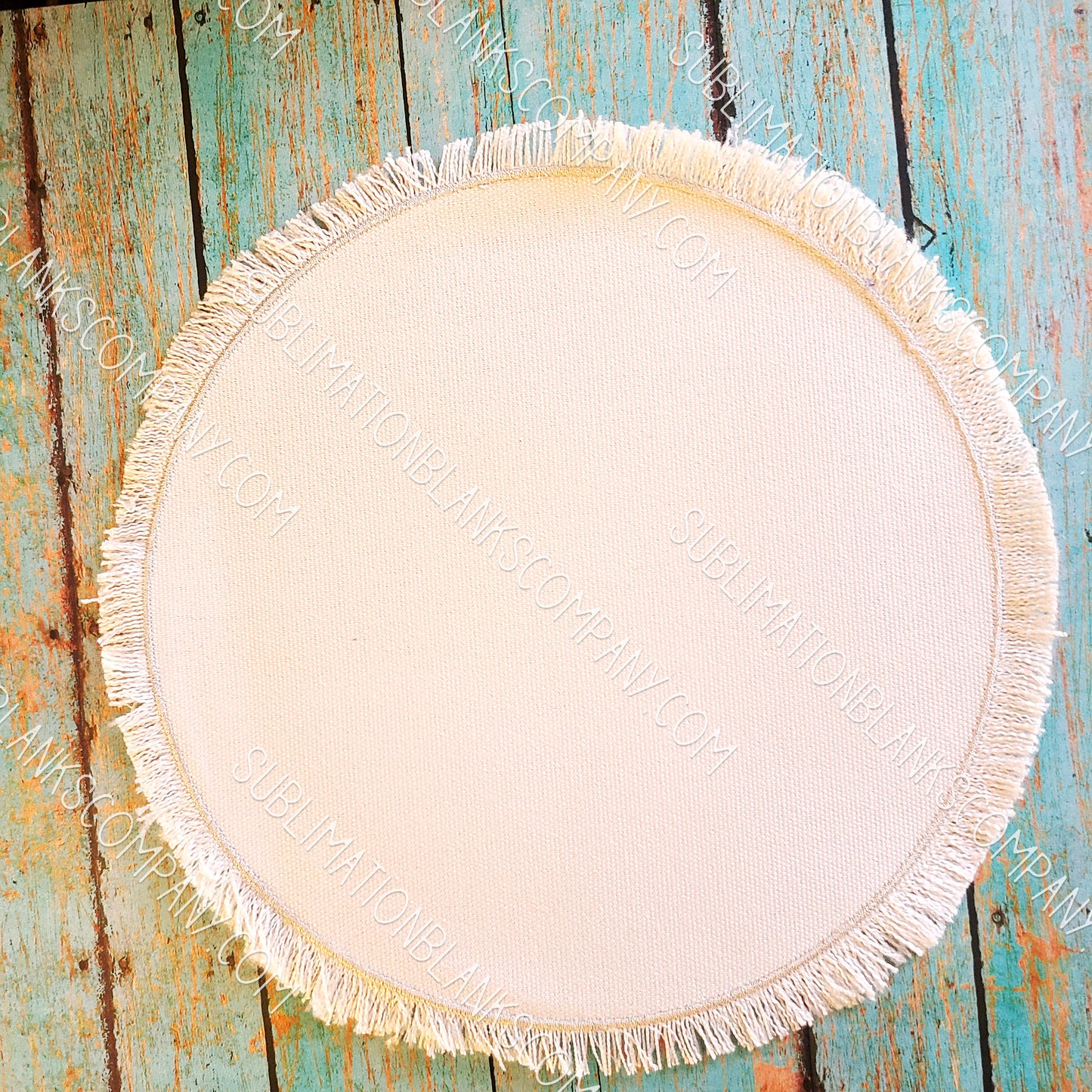 Extra Large Round Circle Raggy Distressed Burlap Center Stitched Back Patch Sublimation Blank with Glue Paper
