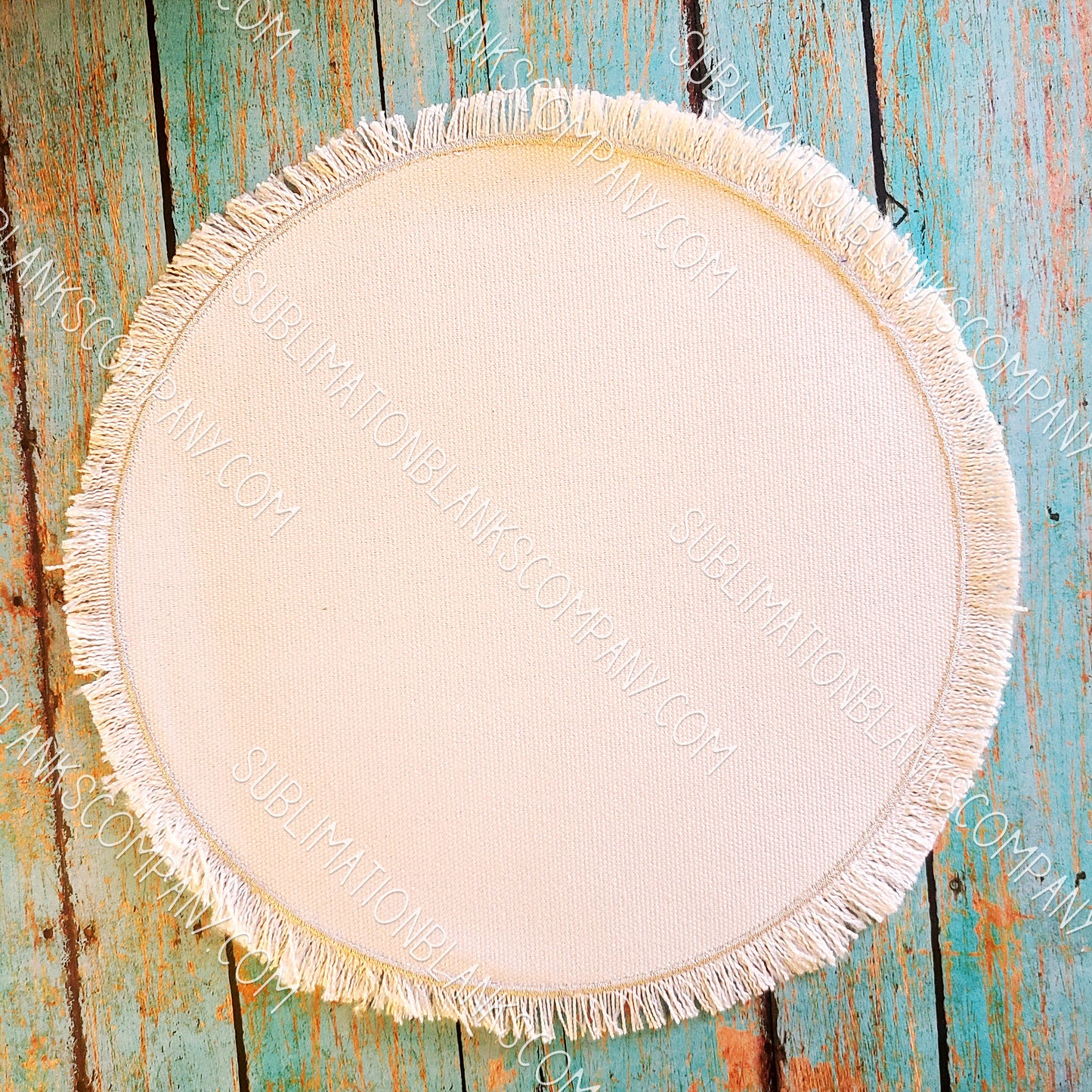 Extra Large Round Circle Raggy Distressed Burlap Center Stitched Back Patch Sublimation Blank with Glue Paper