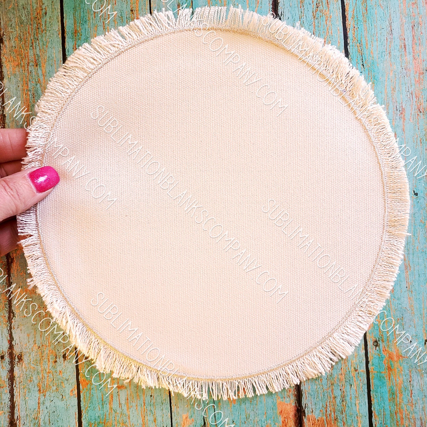 Extra Large Round Circle Raggy Distressed Burlap Center Stitched Back Patch Sublimation Blank with Glue Paper