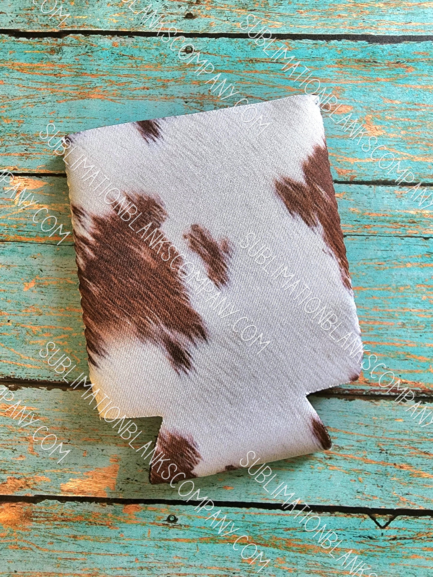 Cow Print Neoprene Coozie with Blue Pocket Sublimation Blank! Can Cooler