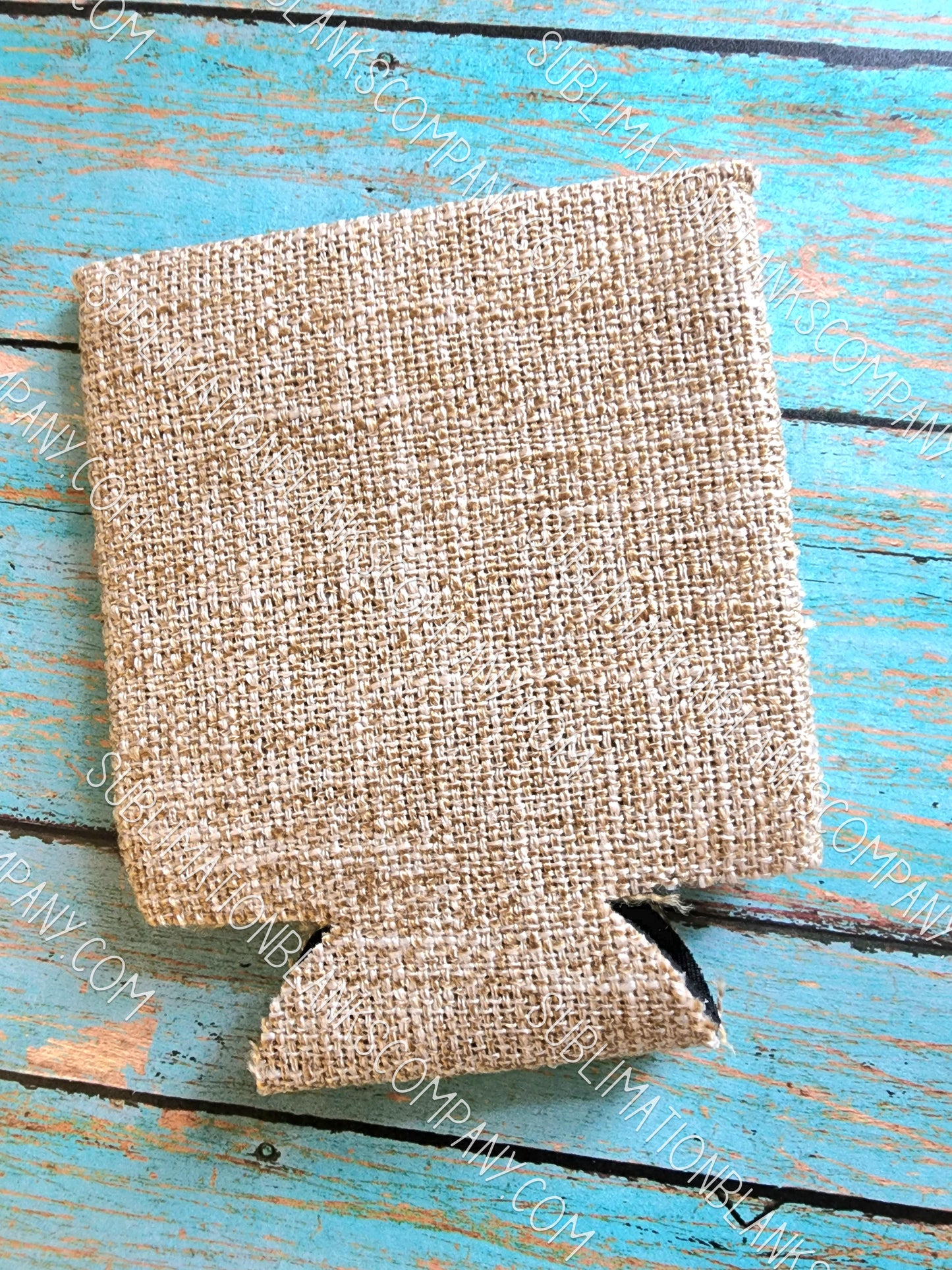 Farm Burlap Neoprene Coozie with Blue Pocket Sublimation Blank! Can Cooler
