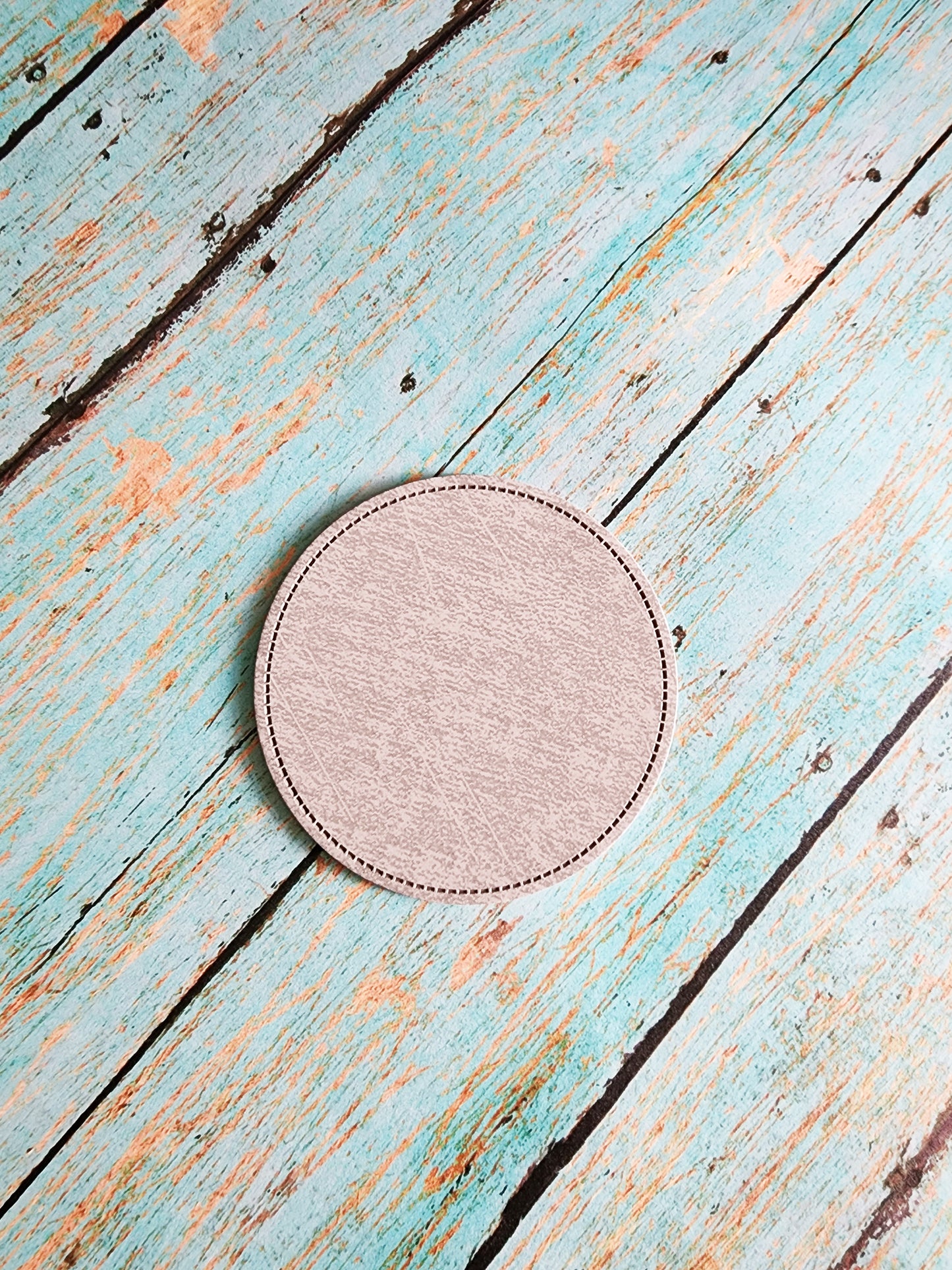 Circle Retro Tan or Gray Faux Leather Hat Patch Sublimation Blank! 2" and 2.5" Round! Laserable!