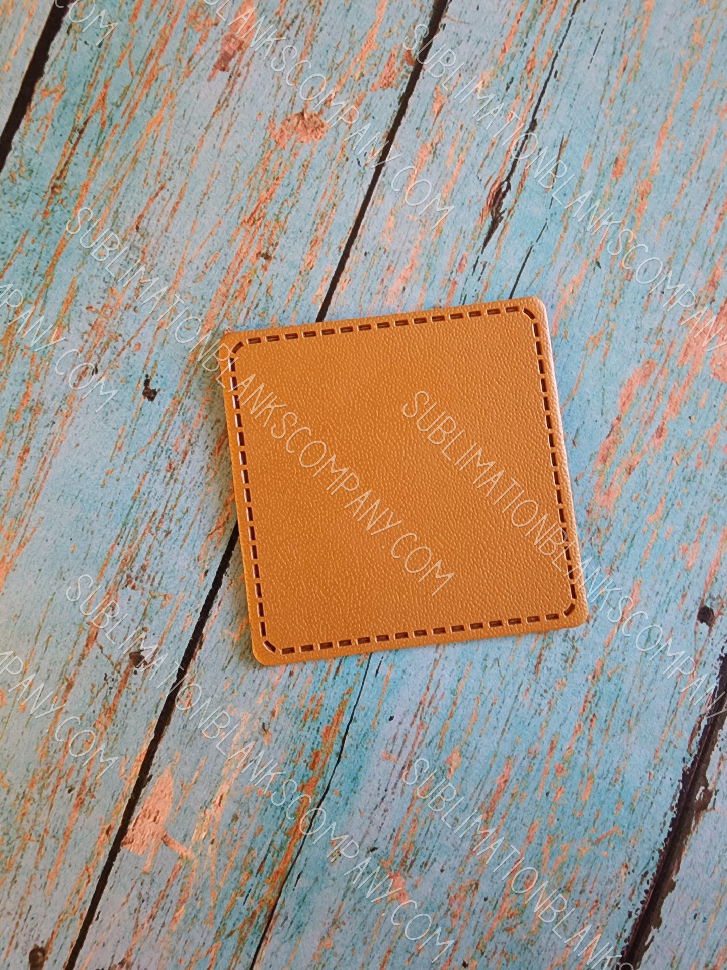 Rounded Square 2" Grey or Tan Faux Leather Hat Patch Sublimation Blank! PU Leather. Laserable!