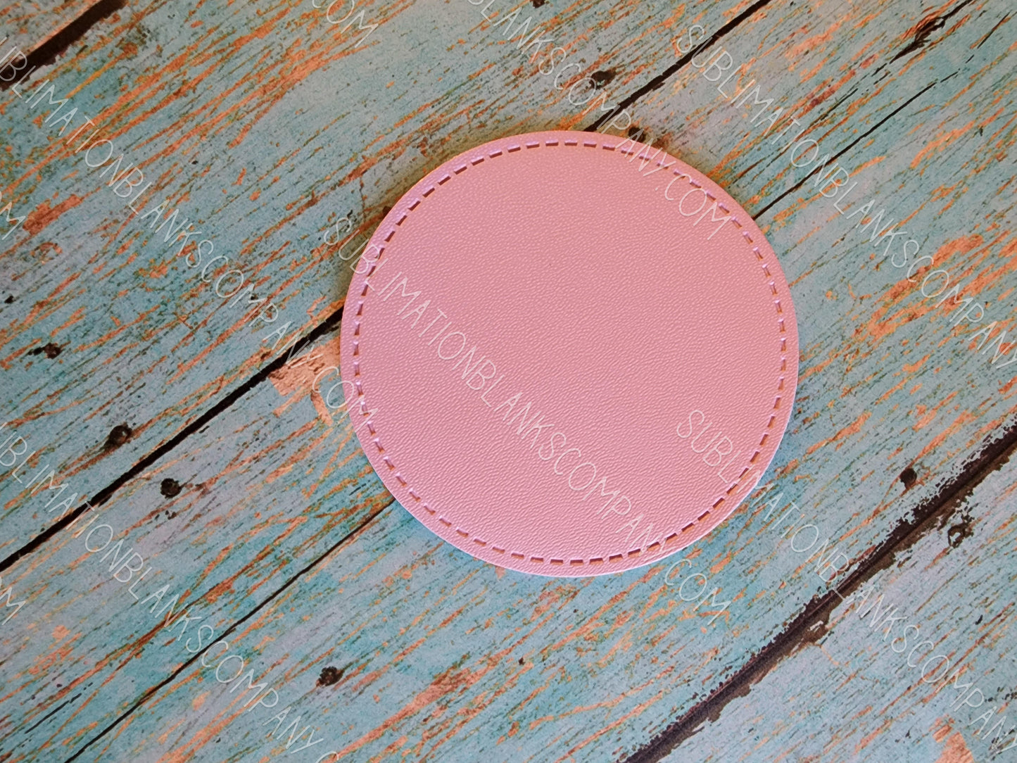 Circle Pink Faux Leather Hat Patch Sublimation Blank! 2.5" Round! PPU Leather. Laserable!