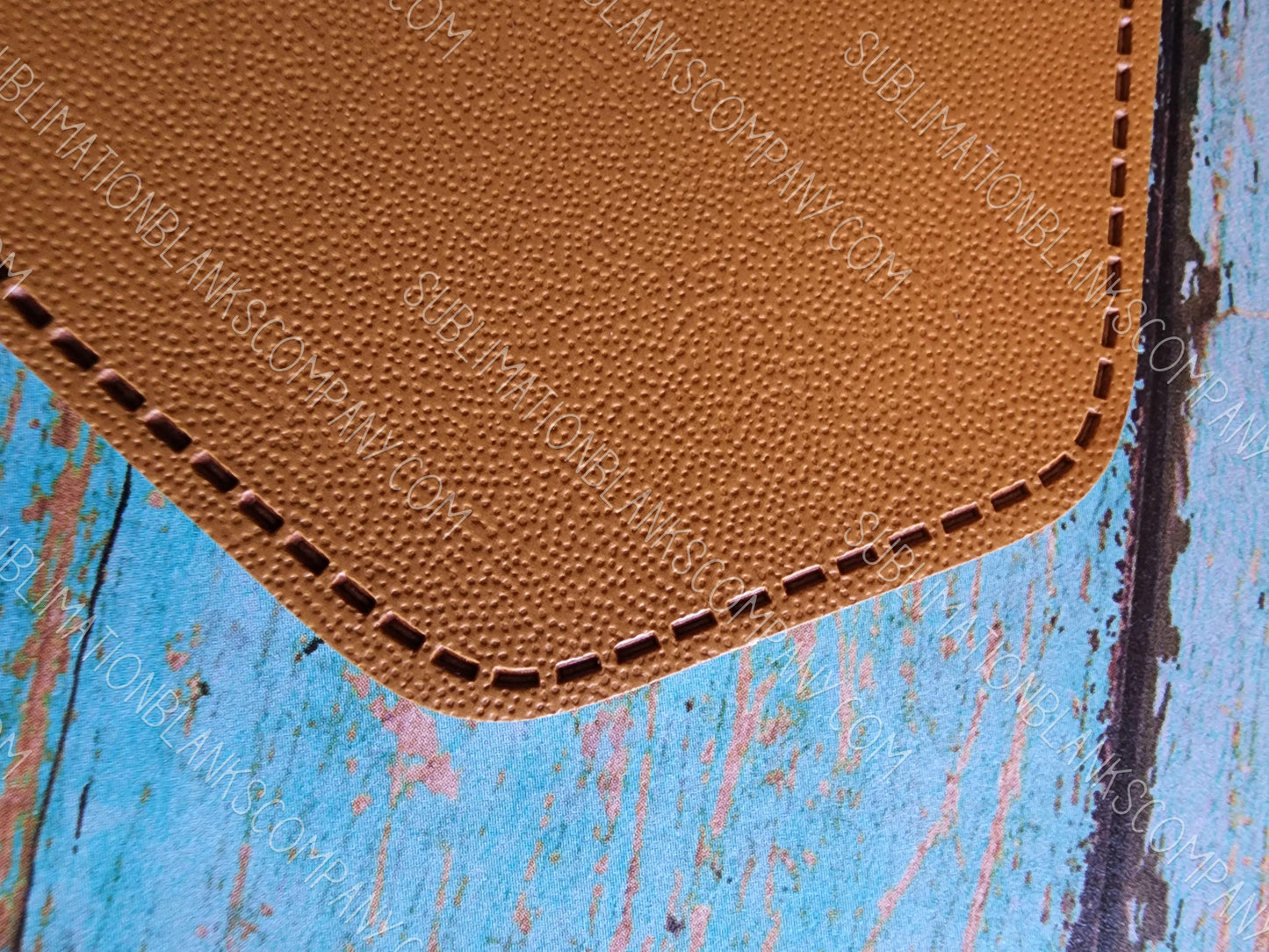 Hexagon Tan Faux Leather Hat Patch Sublimation Blank! 2.5"! PU Leather. Laserable!