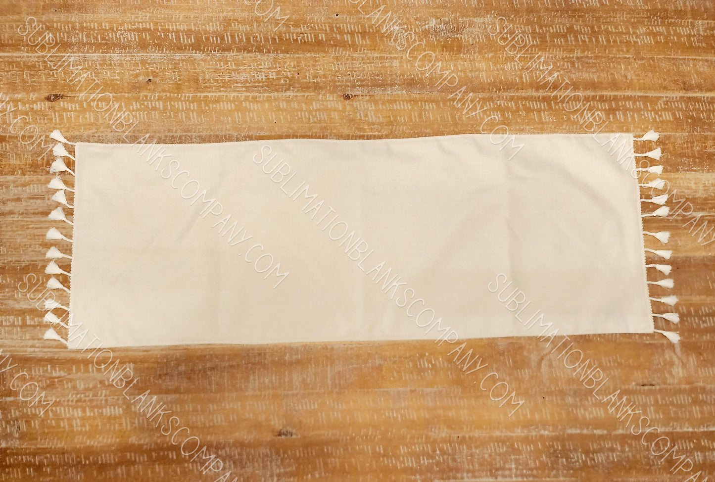2-sided Farmhouse Burlap Linen Table Runner Sublimation Blank with Tassel Trim!