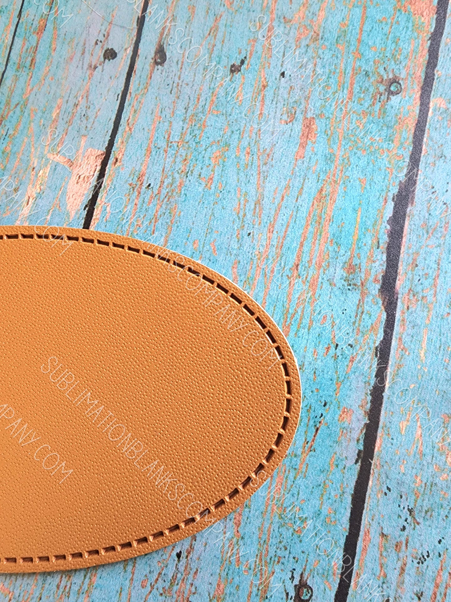 Oval 4" Faux Leather Hat Patch Sublimation Blank! PU Leather. Tan-Grey-Sand. Laserable!