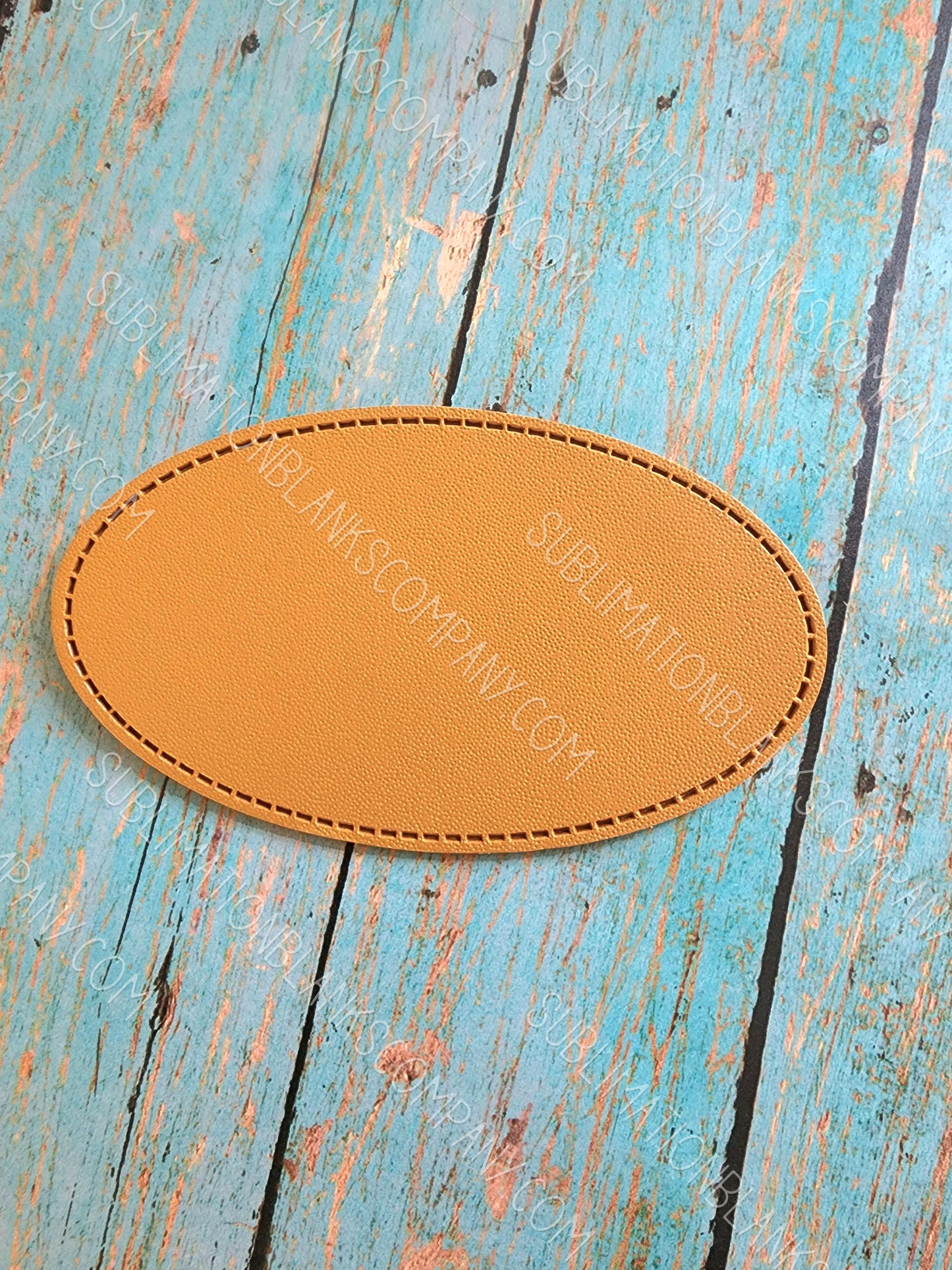Oval 4" Faux Leather Hat Patch Sublimation Blank! PU Leather. Tan-Grey-Sand. Laserable!