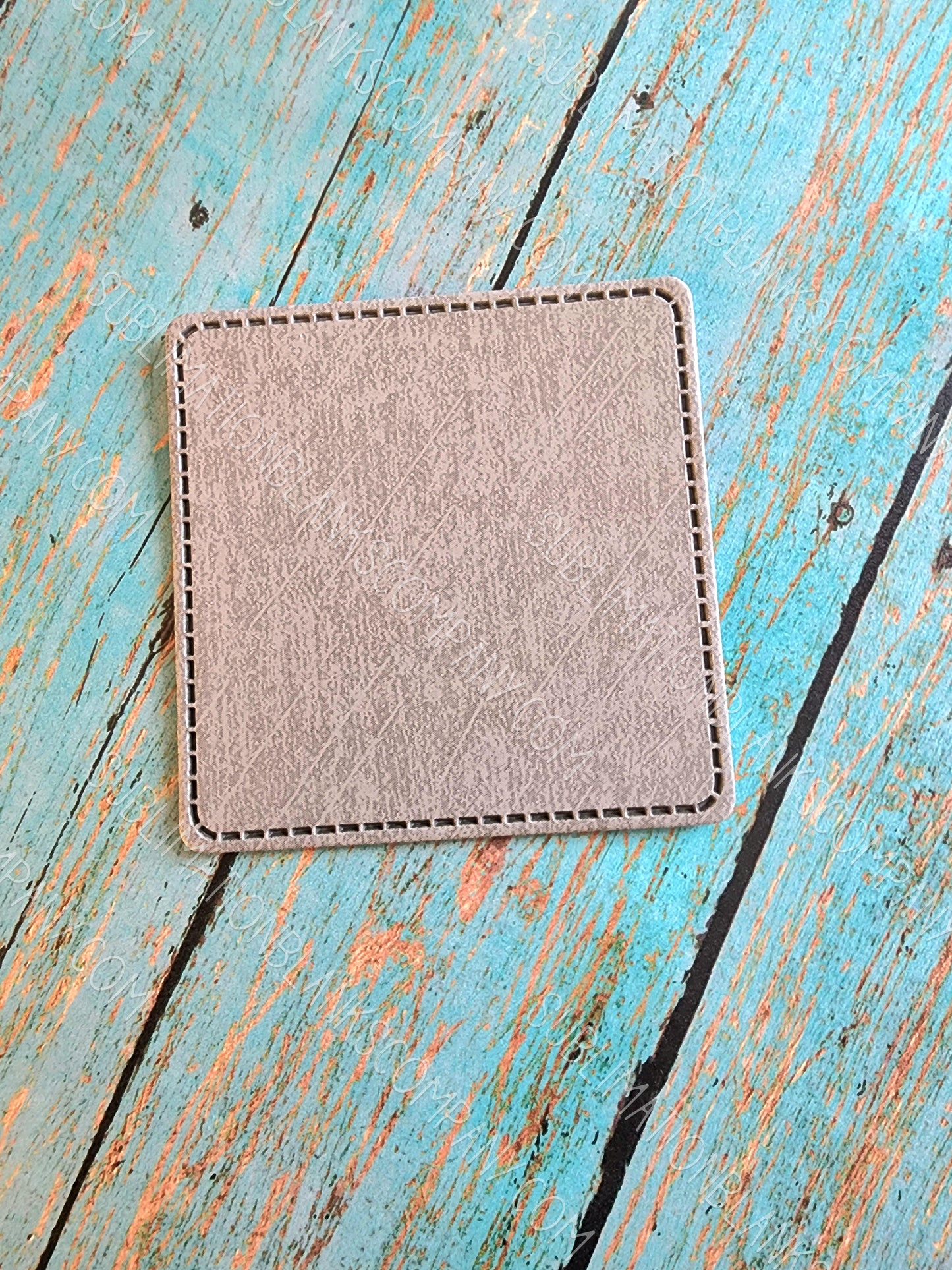 Rounded Square 2.5" Grey Faux Leather Hat Patch Sublimation Blank! PU Leather. Laserable!
