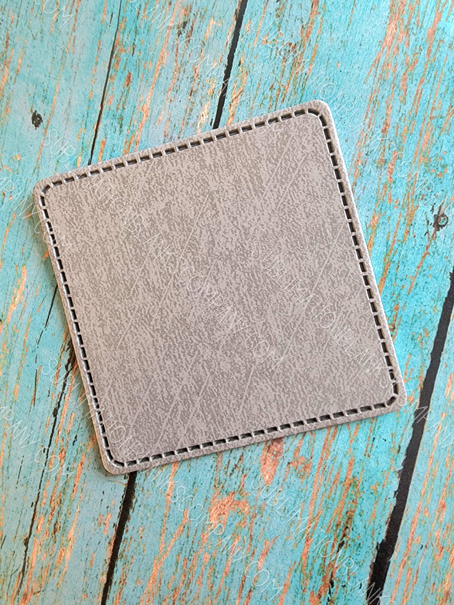 Rounded Square 2.5" Grey Faux Leather Hat Patch Sublimation Blank! PU Leather. Laserable!