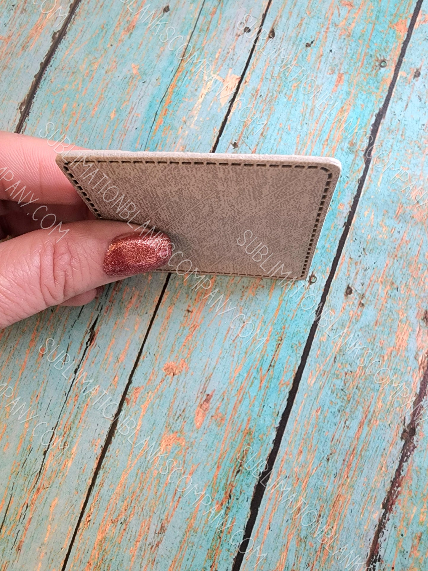 Rounded Square 2.5" Grey Faux Leather Hat Patch Sublimation Blank! PU Leather. Laserable!