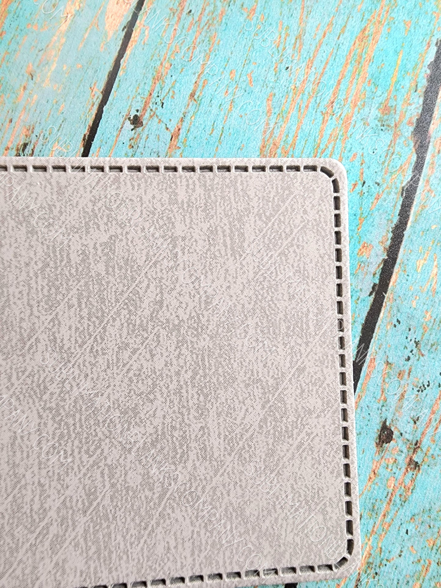 Rounded Square 2.5" Grey Faux Leather Hat Patch Sublimation Blank! PU Leather. Laserable!