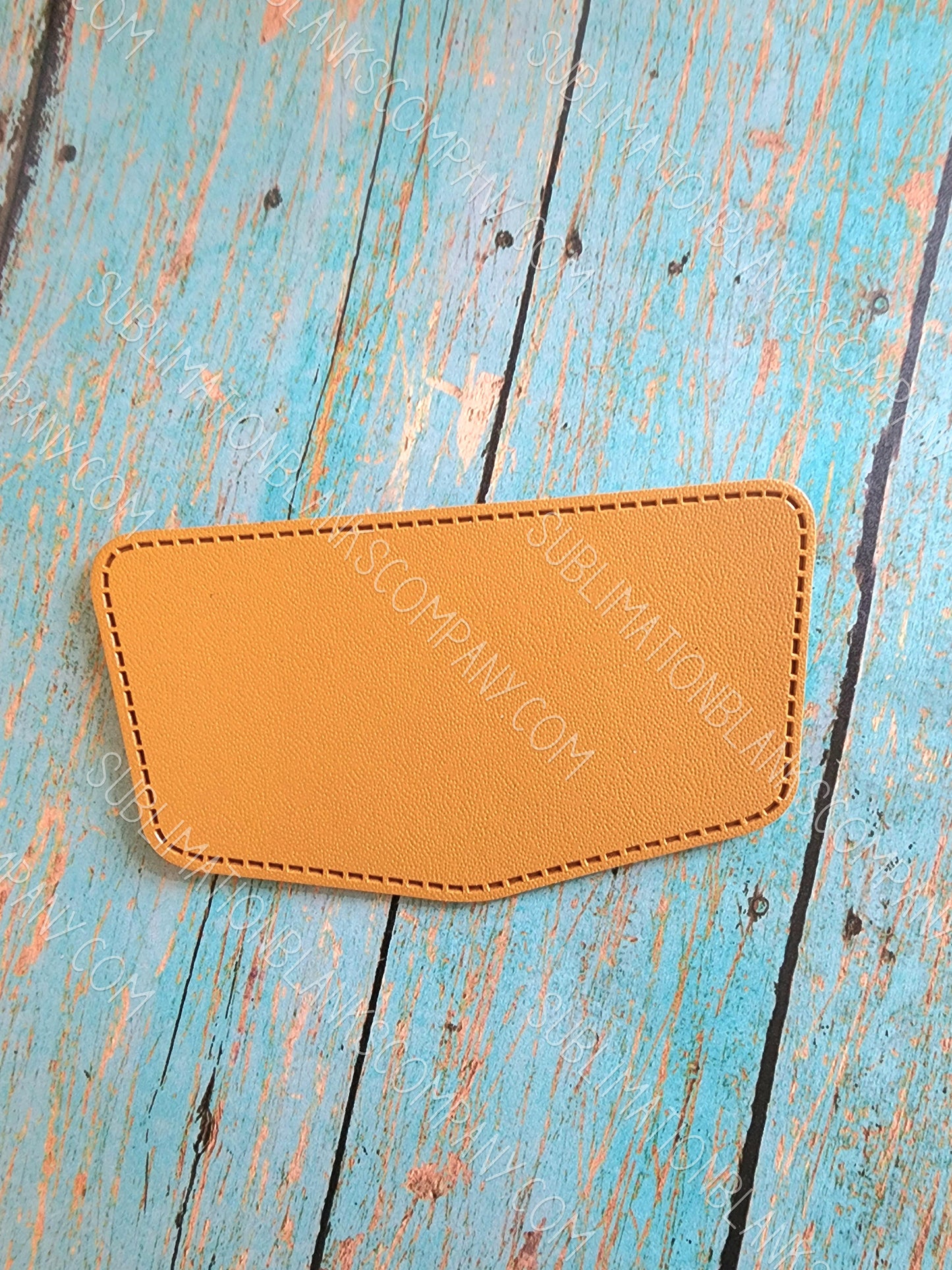 Half Hexagon Gray or Tan Faux Leather Hat Patch Sublimation Blank! PU Leather. Laserable!
