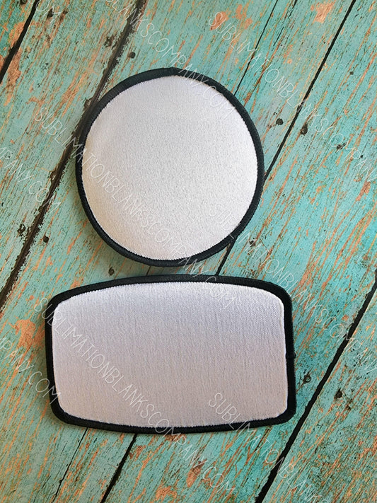 VELCRO Rounded Rectangle and Cirlcle Hat Patch Sublimation Blank! Polyester!