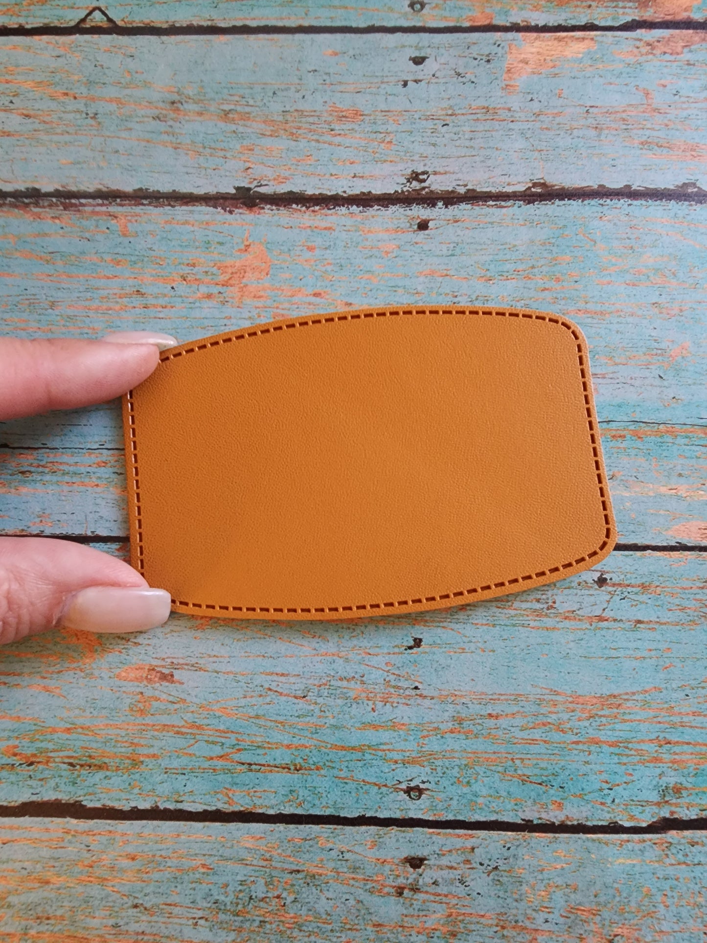 Retro Grey, Sandstone or Tan Leather Hat Patch Sublimation Blank! Rounded Corner Rectangle! Laserable!