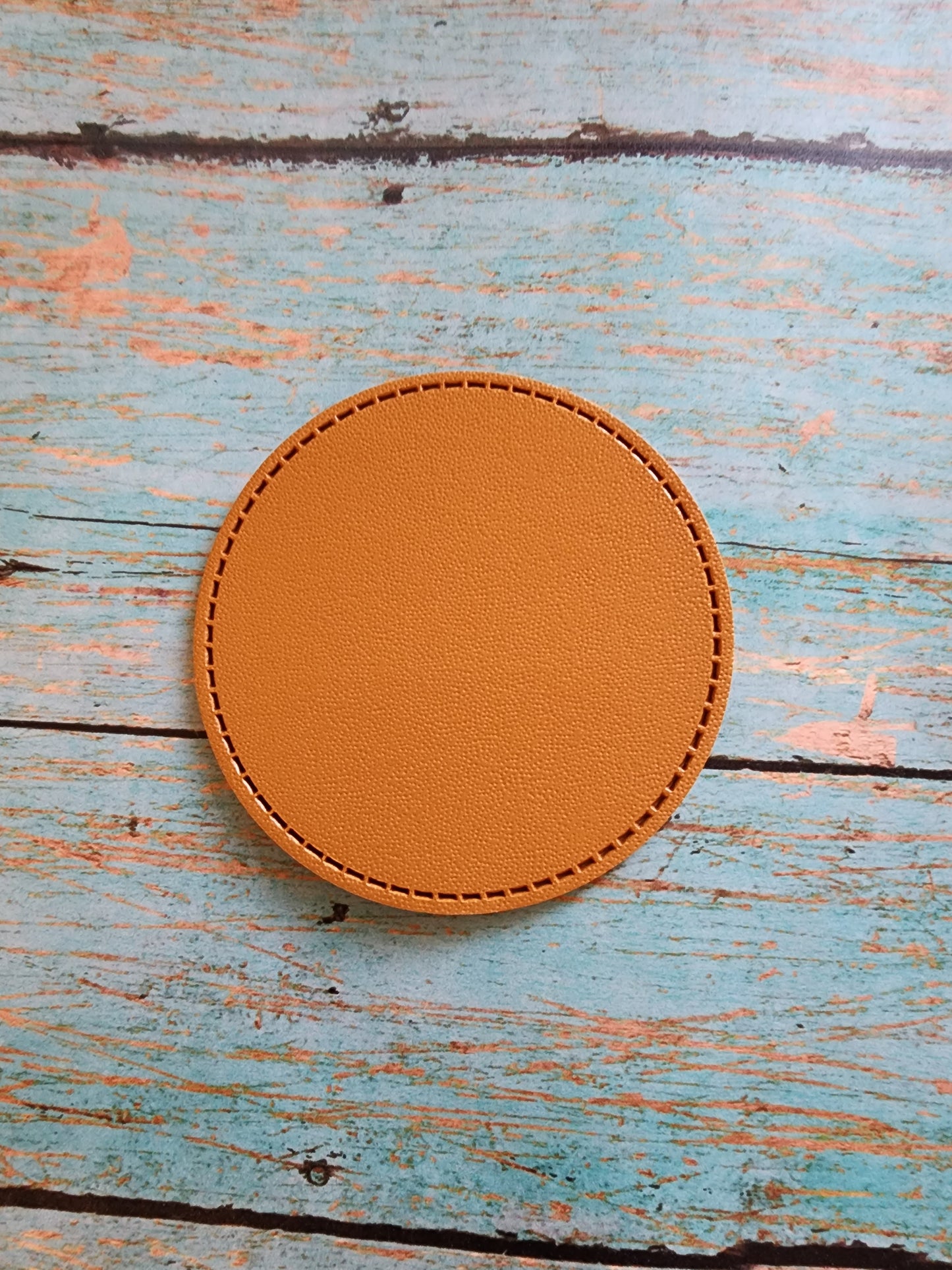 Circle Retro Tan or Gray Faux Leather Hat Patch Sublimation Blank! 2" and 2.5" Round! Laserable!