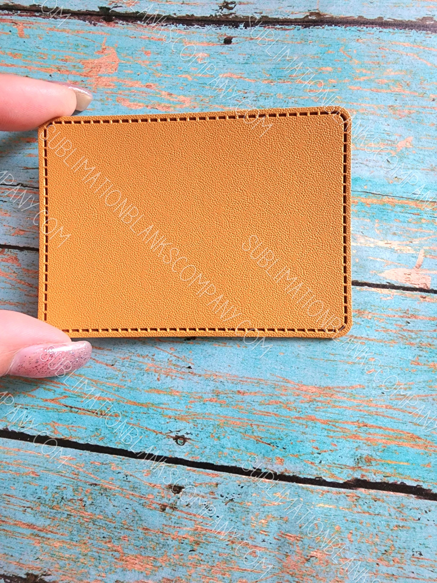 Rectangle 3.5" x 2.5" Retro Sandstone or Tan Leather Hat Patch Sublimation Blank! 4" Rounded Rectangle! Laserable!